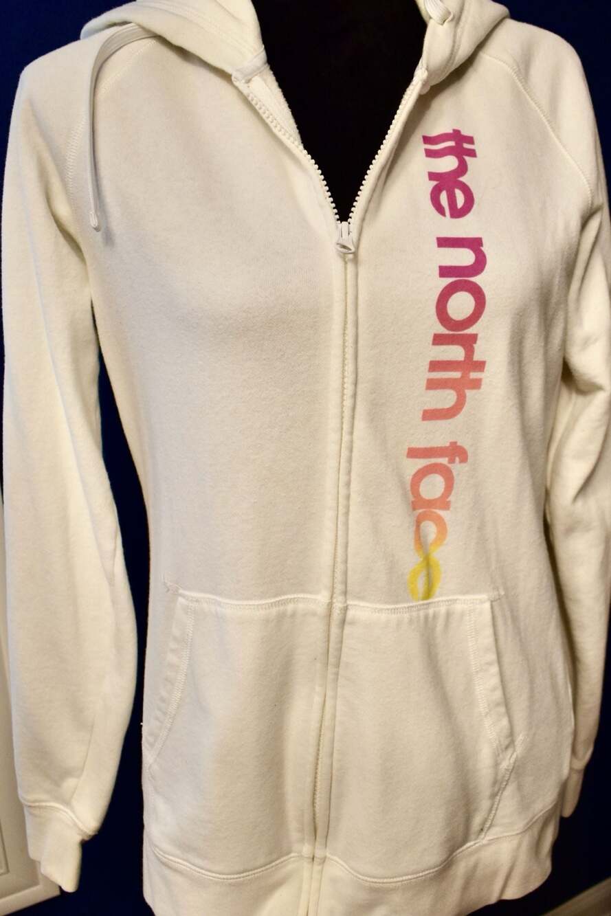 The North Face White Full Zip Hoodie with Gradient Logo
